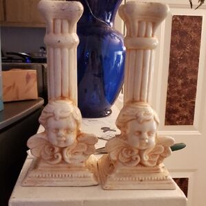 Vintage Angelic Candle Holders - Cream